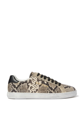 Python Embossed Leather Sneakers